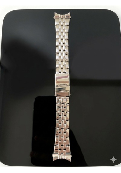 22mm Çapında Ucu Kavisli Gümüş Renk Çelik Saat Kordonu