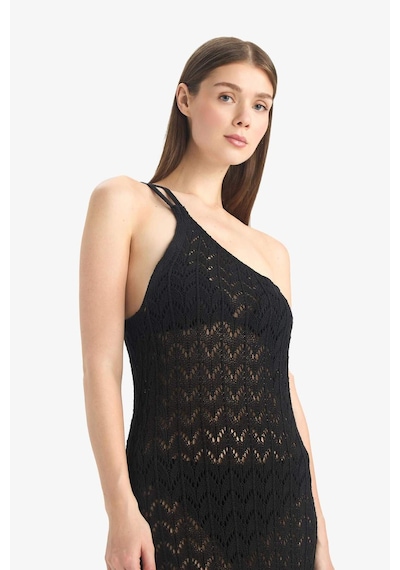 Defacto Regular Fit Tek Omuzlu Siyah Triko Plaj Elbisesi-fall İn Love Z9665az25hsbk81 Siyah