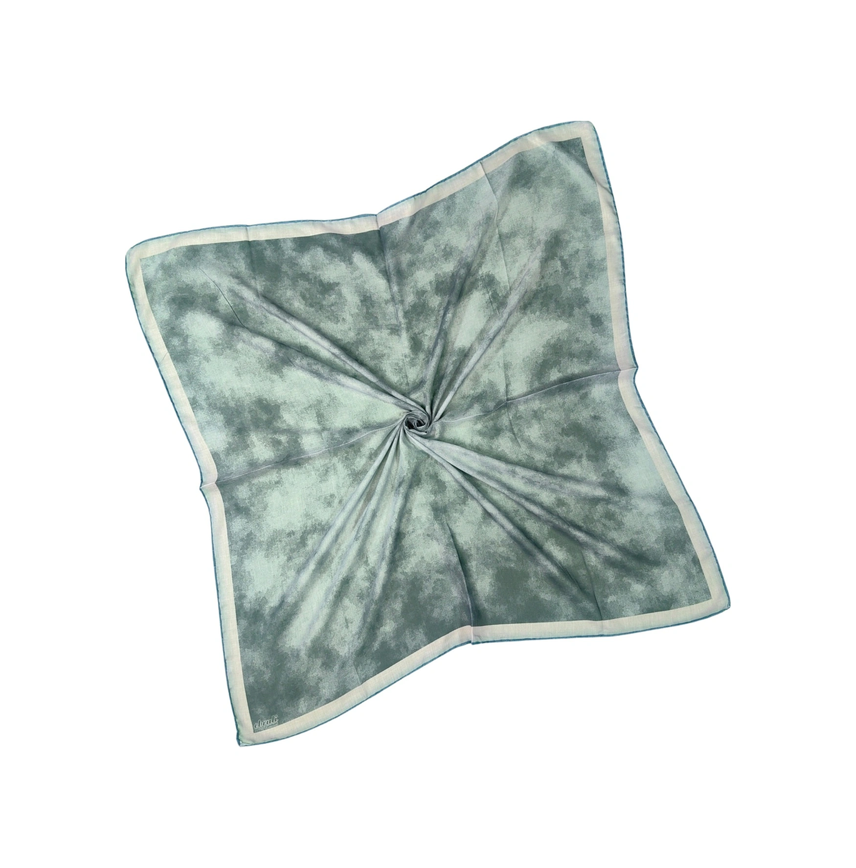 Mim Eşarp Ebruli Soft Pamuklu Desenli Eşarp - 95x95 Cm PETROL YEŞİLİ