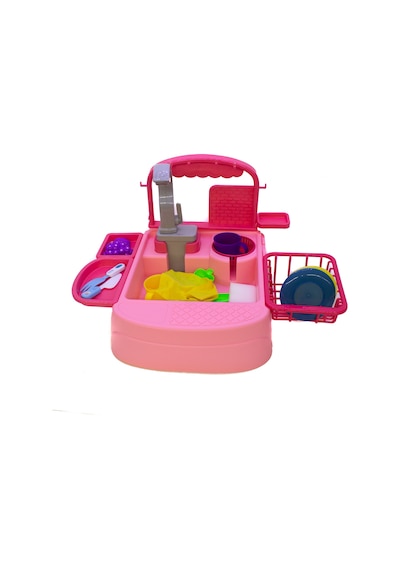 Oyuncak Mutfak Lavabo Modern Mutfak Sulu Çalışan Set Pembe