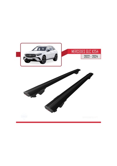 Mercedes Glc X254 2022 Ve Sonrası İle Uyumlu Hook Model Anahtar Kilitli Ara Atkı Tavan Barı Siyah