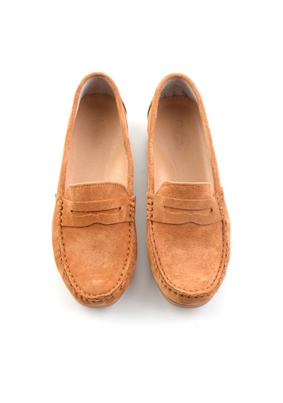 Bambi Taba Hakiki Deri Kadın Loafer Ayakkabı K01045035702 Taba