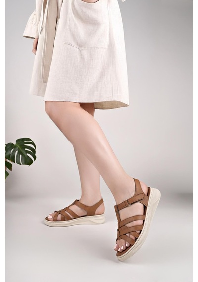 Nesilshoes Nesil Shoes Bell 25159 Taba Anatomik Kadın Sandalet