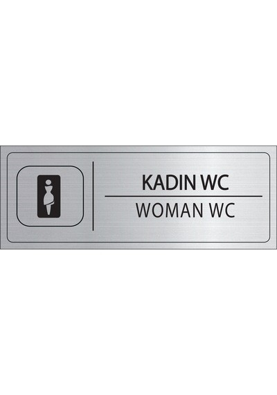 Mayeka Kadın Wc İsimlik Gümüş Metal Kapı İsimliği Levhası Yönlendirme Tabelası