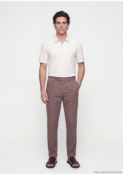 Ramsey Mürdüm Düz Dokuma Relaxed Fit Casual Pamuk Karışımlı Pantolon mürdüm damson Color