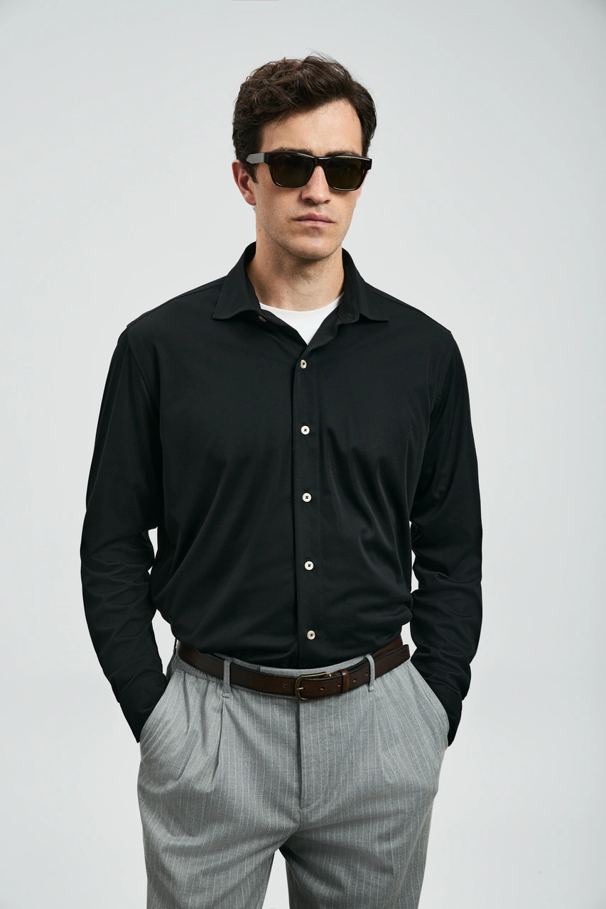 Lufian Carl Erkek Basic Gömlek Regular Fit Siyah Siyah 112010668100100 Siyah