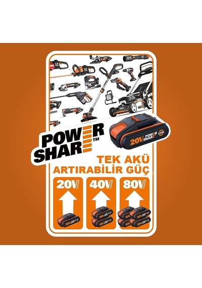 Worx WA3601 20V 2.0Ah Powershare Li-Ion Akü ve Akü Şarj Cihazı