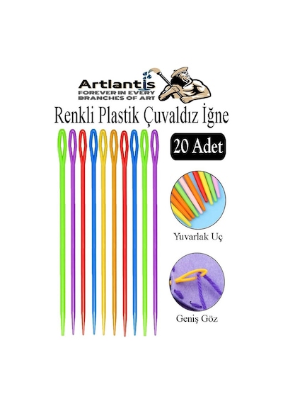 Renkli Plastik Çuvaldız Yün İğnesi 24 Cm 20 Adet Plastik Dikiş İğnesi Yün Örgü Dikme İplik İğne Dokuma İğnesi