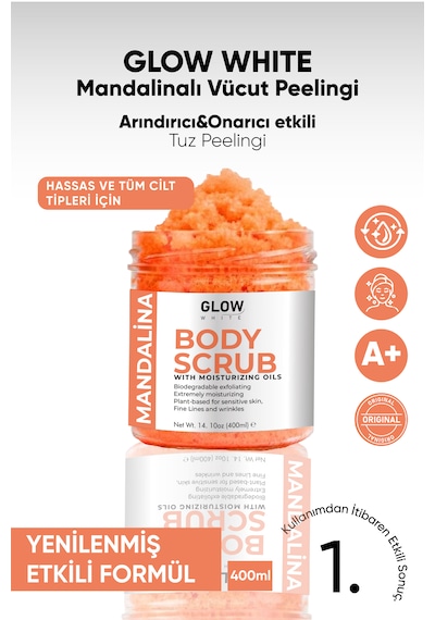 Glow Whıte Mandalina Body Scrub 400g Cildi Arındıran, Canlandırıcı Ve Nemlendirici Tuzlu Vücut Peelingi