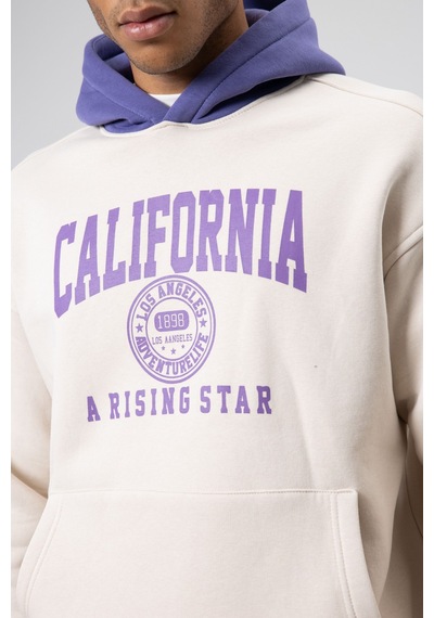 Vamos Çift Renk Baskılı Oversize Sweatshirt Taş