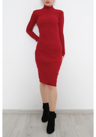 Bensu Store - Yarım Balıkçı Elbise Kırmızı - 10072.1612. 001