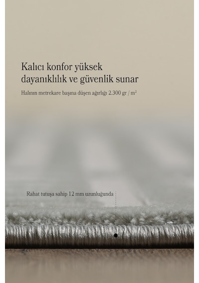 Modern Oturma Odası Halısı Salon Halısı Yolluk Gri Halı Hav Toz Vermez Kolay Temizlenebilir Halı Gümüş