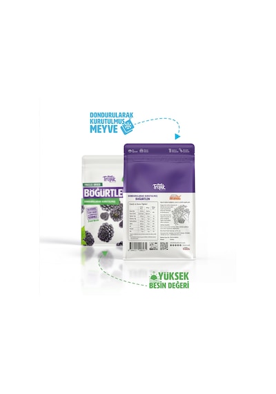 Dondurularak Kurutulmuş Böğürtlen 18 G Freeze Dried Meyve Cipsi Çıtır Meyve Kurusu 4 Adet