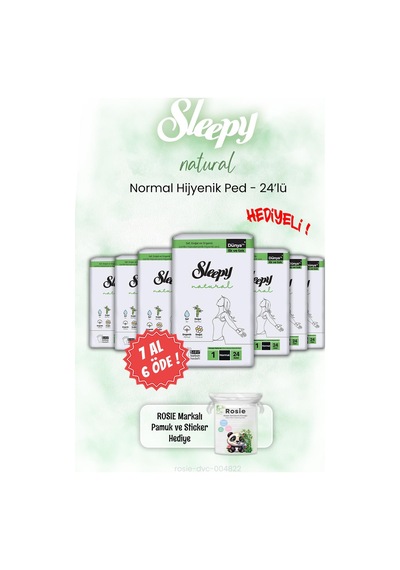 7 Al 6 Öde Sleepy Hijyenik Ped 24'lü Natural Normal Ve Rosıe