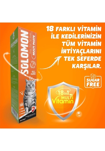 Multi Paste 100 Gr Kediler Için Bağışıklık Sistemi Destekleyici Tüy Yumağı Oluşumunu Engelleyici 18 Farklı Vitamin İçerikli Multivitamin Malt Macunu