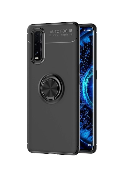 Oppo Find X2 Kılıf Range Yüzüklü Silikon - Siyah renkli