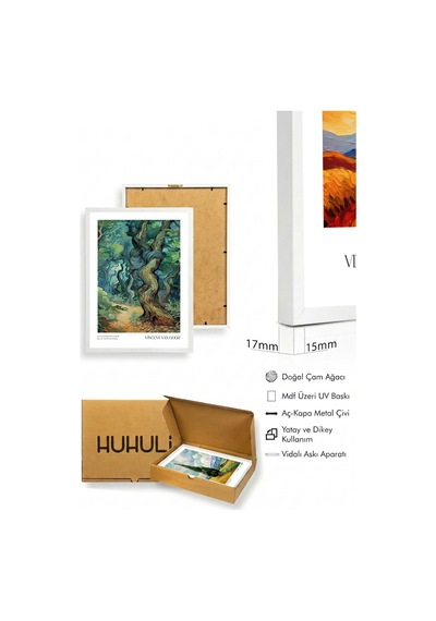 Beyaz Ahşap Çerçeveli Vincent Van Gogh Tablo Seti Huhu528
