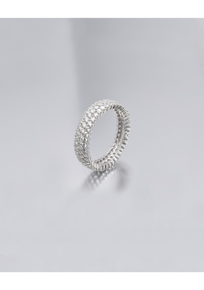 Brezza Lusso Jewelry Üç Sıra Tamtur Zikon Taşlı Attractive Kadın Gümüş Yüzük 12
