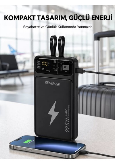 Powerbank Dahili Ekranlı 10000 Mah Çift Kablolu Yeni Nesil Belirtilmemiş