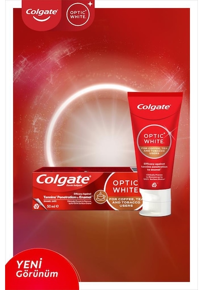 Colgate Optıc Whıte Kahve, Çay Ve Tütün Kullananlar İçin Diş Macunu 50ml X3 Adet