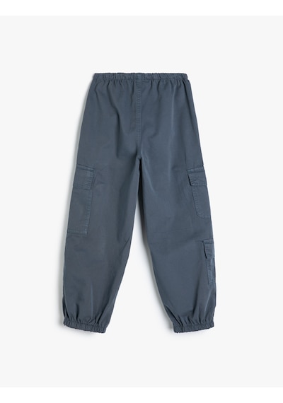 Koton Paraşüt Jogger Kot Pantolon Pamuklu Beli Lastikli Cepli - Parachute Jean Mavi 4skg40087ad Mavi