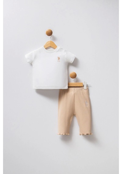 U.S. Polo Assn. Kız Bebek 3lü Takım - Beyaz Beyaz
