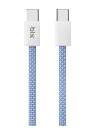 Bix T4cc 65w Type-c To Type-c Örgülü Manyetik Tasarım Hızlı Şarj Ve Data Kablosu 1 Metre Mavi