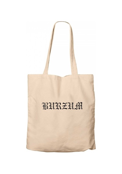 Burzum Logo Yazı White Krem Kanvas Bez Çanta