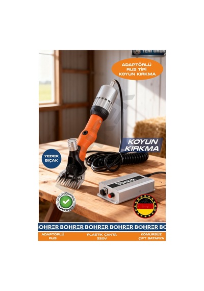 Böhrer Ba011288 Rus Tipi Adatörlü Tam Profesyonel Koyun Kırkma Kırpma Makinesi - 220v - 14.4v
