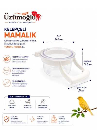 Üzümoğlu 7 Li Kafes Kuşu Aksesuar Seti Akıllı Yemlik, Suluk, Mamalık, Banyoluk, Sebzelik, Ballık Ve Kalamar Askı Aparatı
