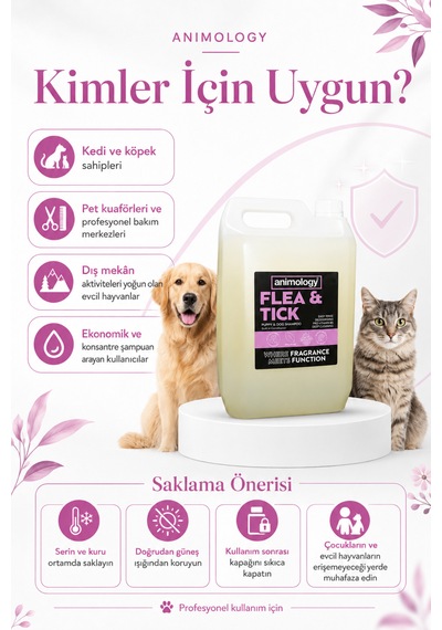 Animology Flea Tick Köpekler İçin Koruyucu Bakım Şampuanı 5 Lt - 20:1 Konsantre
