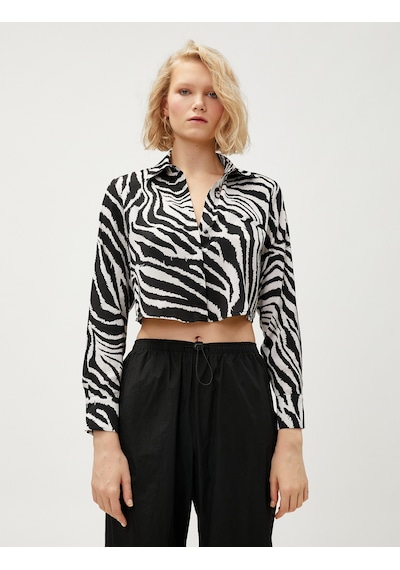 Koton Zebra Desenli Saten Crop Gömlek Uzun Kollu Siyah Desenli 3sak60187pw Siyah Desenli Koton Zebra Desenli Saten Crop Gömlek Uzun Kollu Siyah Desenli 3sak60187pw Siyah Desenli