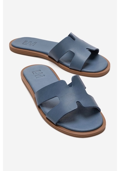 Luvishoes Bıora Mavi Hakiki Deri Kadın Terlik