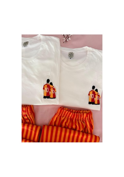 Mh Moony Homewears Kadın Tekli Kırmızı Sarı Aşk Pijama Çift Pijamasının Kadını Sarı