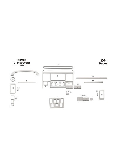 Land Rover Discovery Torpido Kaplama 1998-2004 24 Parça Alüminyum