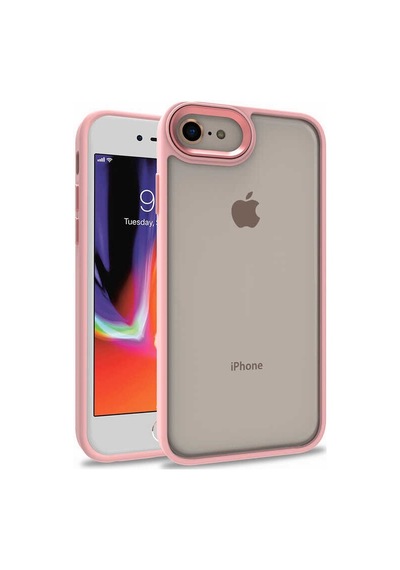 Apple Uyumlu iPhone 7 Kapak Metal Kamera Korumalı Arkası Şeffaf Silikon Kılıf - Mavi