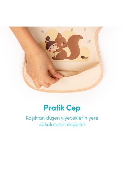 Sevi Bebe Cırtlı Muşamba Önlük Sincap Art 22-183 Somon