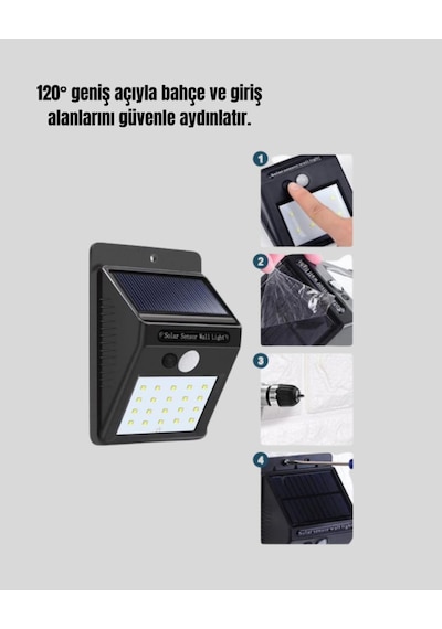 Hareket Algılamalı Solar Led Güvenlik Lambası Taba