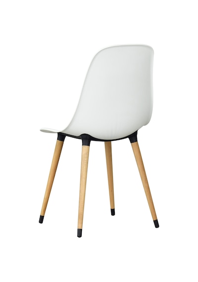 Vilinze Eames Naturel Ahşap Ayak Plastik Beyaz Sandalye