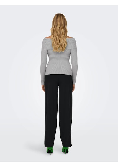 Only Onlkatia Life Ls Off Shoulder Kadın Kazak 15311830 Gri