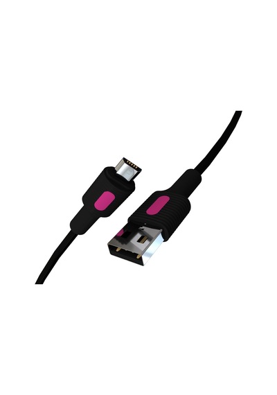 Coral Micro Usb Hızlı Şarj Kablosu Siyah + Fuşya/siyah Uç 150 Cm