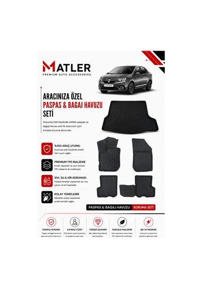 Renault Symbol 2013 Model 4d Ekstra Havuzlu Paspas Ve Bagaj Havuzu Set