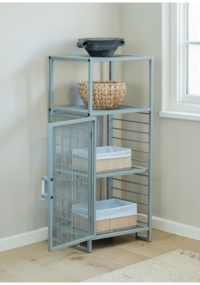 Dekoratif Bej Metal Çok Amaçlı Dolap 4 Raflı Organizer Dekoratif Bej Metal Çok Amaçlı Dolap 4 Raflı Organizer