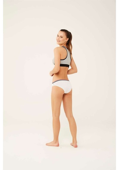 U.S. Polo Assn. Kadın Beyaz - Mavi Melanj - Gri Melanj 3 Lü Slip 66271 Mavi
