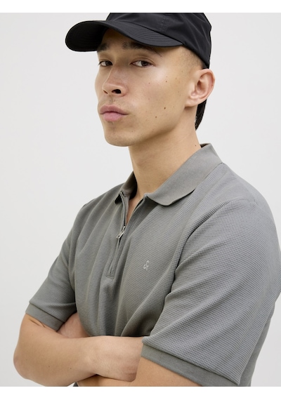 Jack & Jones Jack Jones Erkek Fermuar Detaylı Polo Yaka Tişört 12279177 Gri