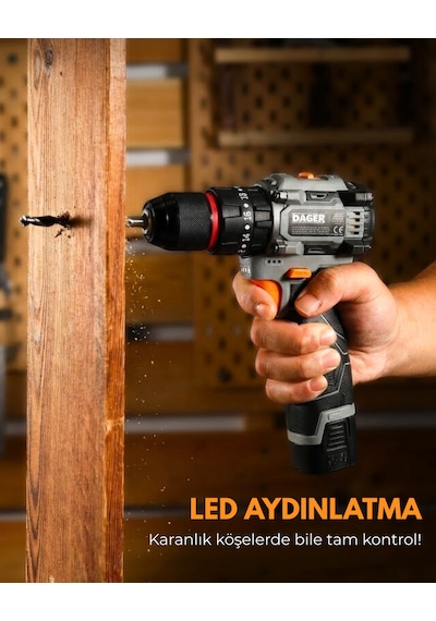 Dager BOLT 16.8V Kömürsüz Darbeli Şarjlı Matkap Vidalama Seti | 60Nm | Çift Akü + 85 Parça Aksesuar + Hızlı Şarj | Gri Dager BOLT 16.8V Kömürsüz Darbeli Şarjlı Matkap Vidalama Seti | 60Nm | Çift Akü + 85 Parça Aksesuar + Hızlı Şarj | Gri