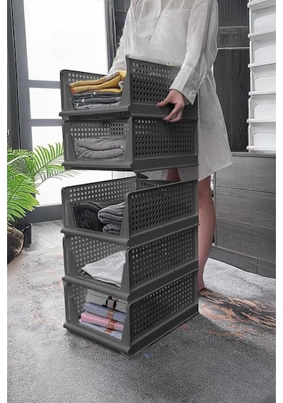 Ayrex 6 Lı Kayar Raf Organizer Gri Dolap İçi Kıyafet Aksesuar Düzenleyici 45x35 Cm Mıt1264 Genel