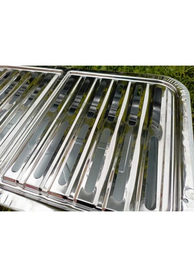 Paslanmaz Dumansız Ayaklı Mangal Hertür Et+tavuk+közleme İçin Krom Oluklu Köfteci Izgara Mangal 50cm, Abn2504252203 1.0 Beyaz Gri