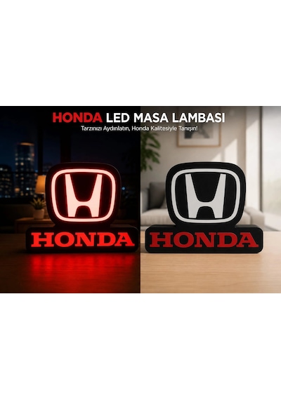 Honda Masa Lambası , Honda Logolu Led Işıklı Masa Lambası , Honda Gündüz Gece Masa Lambası Siyah