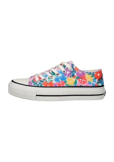 Kadın Vegan Pembe Sneakers - Floral Tasarım Çok Renkli